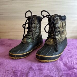 Game Winner(3698)Camo Hiking,Hunting, Duck Steel Shank Lace Up Boots Kids SZ 1